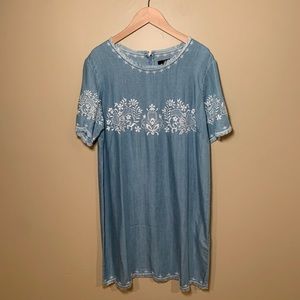 Forever 21 Contemporary Chambray Dress with Embroidery